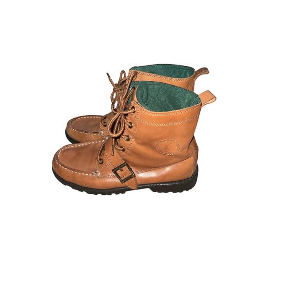 Polo Ralph Lauren Ranger Hi II Leather Boots Tan Green Buckle Strap Size 6.5 main image 5
